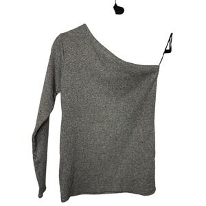 H&M One Shoulder Long Sleeve Gray‎ Knit Top Size US 12